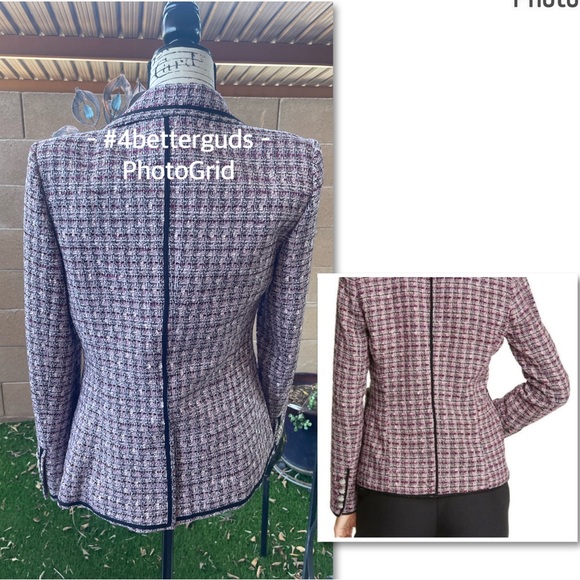 New Veronica Beard “Theron” Tweed Double Breasted Tailored Trim Jacket Size 6 - Picture 2 of 16